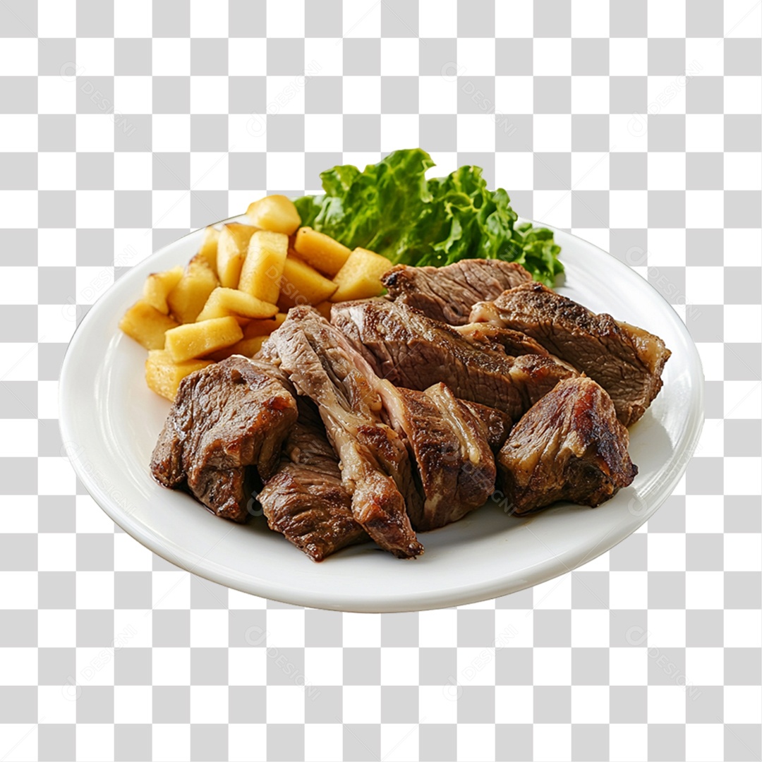 Porção com Pedaços de Carne PNG Transparente