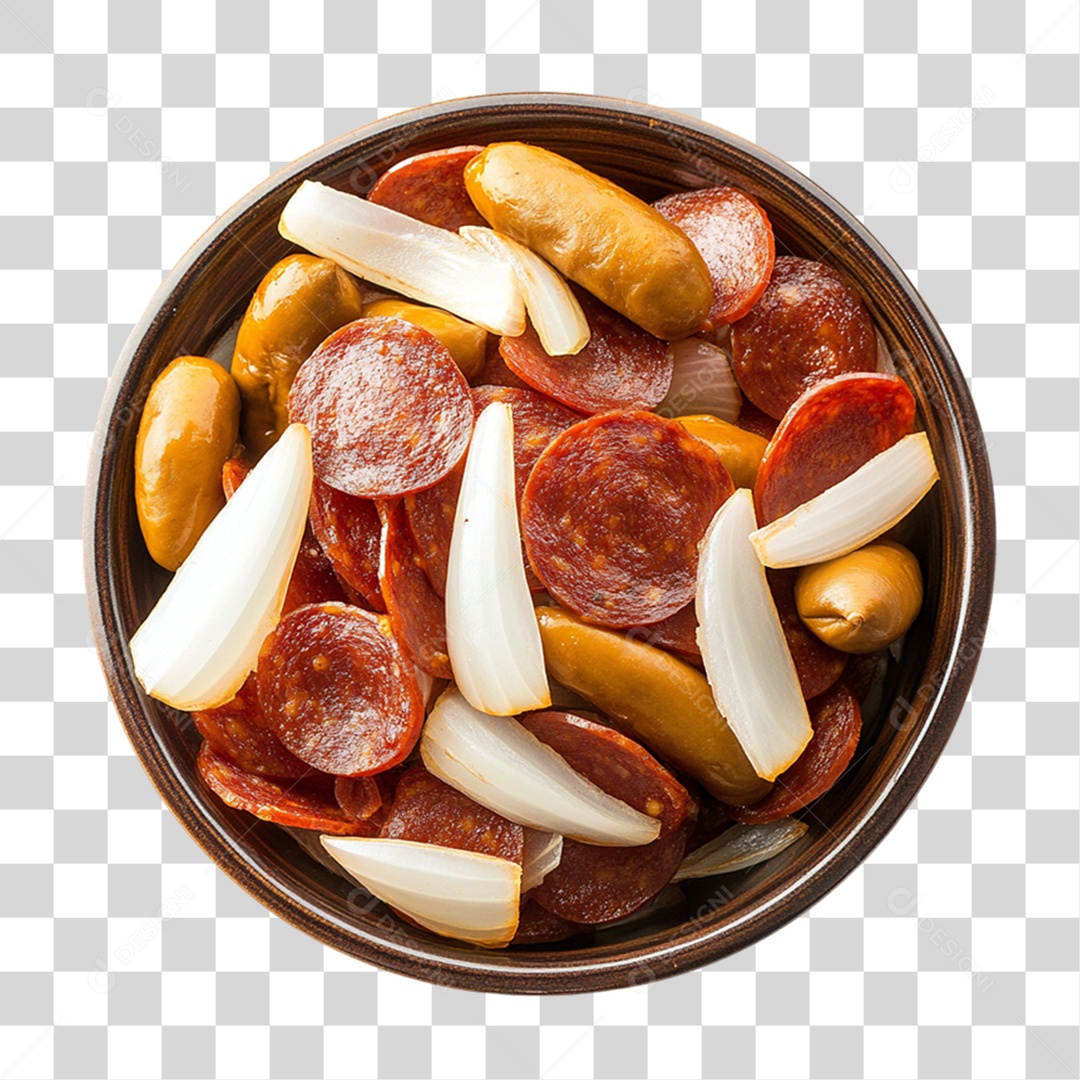 Porção com Pedaços de Linguiças PNG Transparente