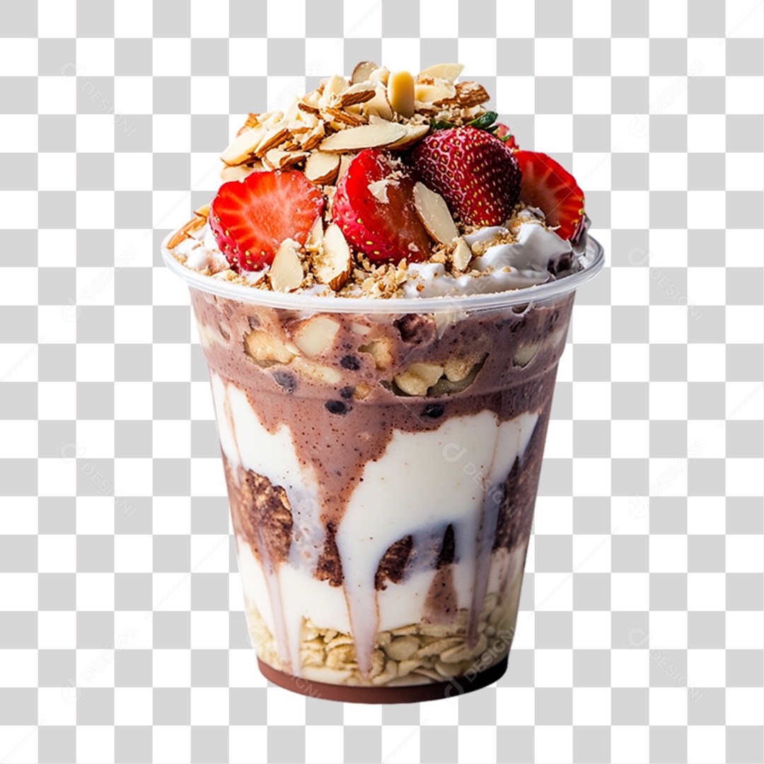 Pote de Açaí com Frutas PNG Transparente