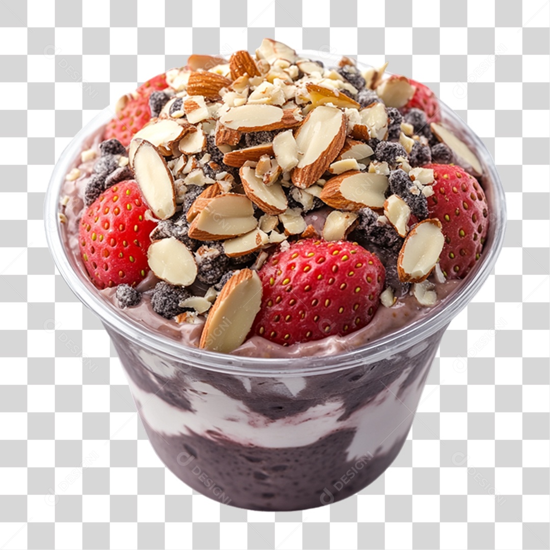 Pote de Açaí com Frutas PNG Transparente