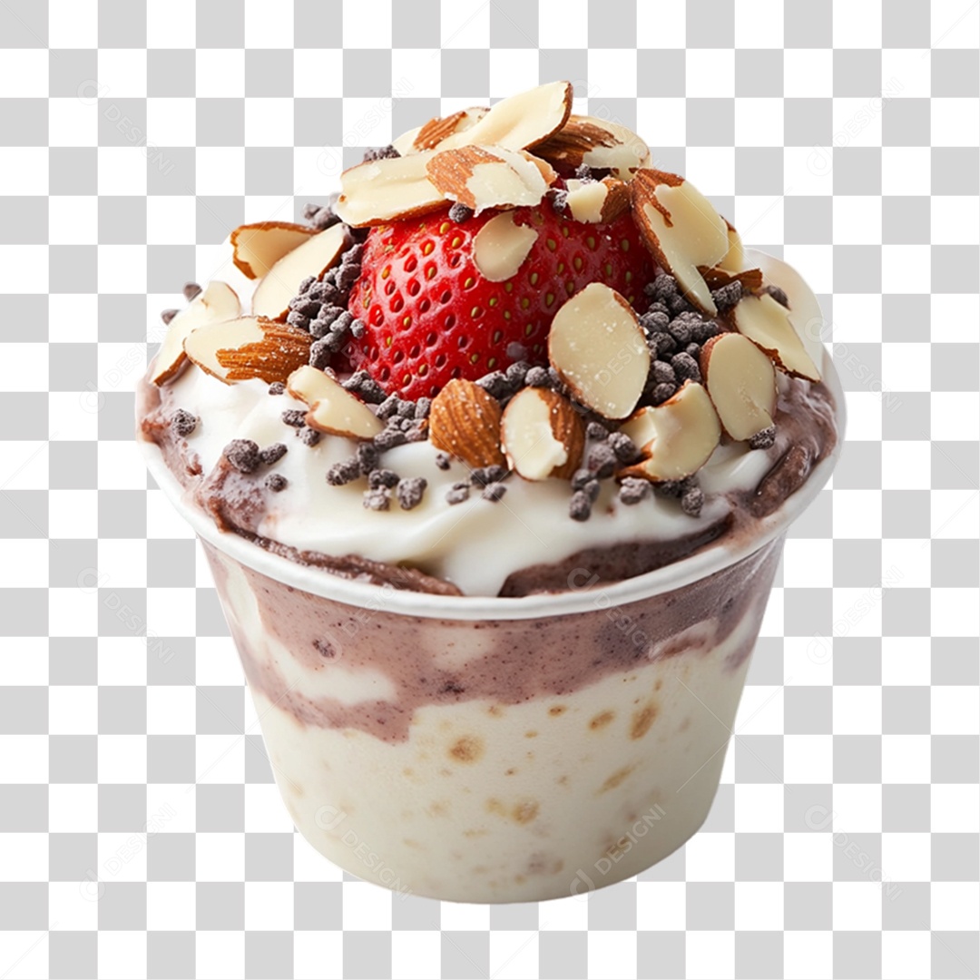 Pote de Açaí com Frutas PNG Transparente