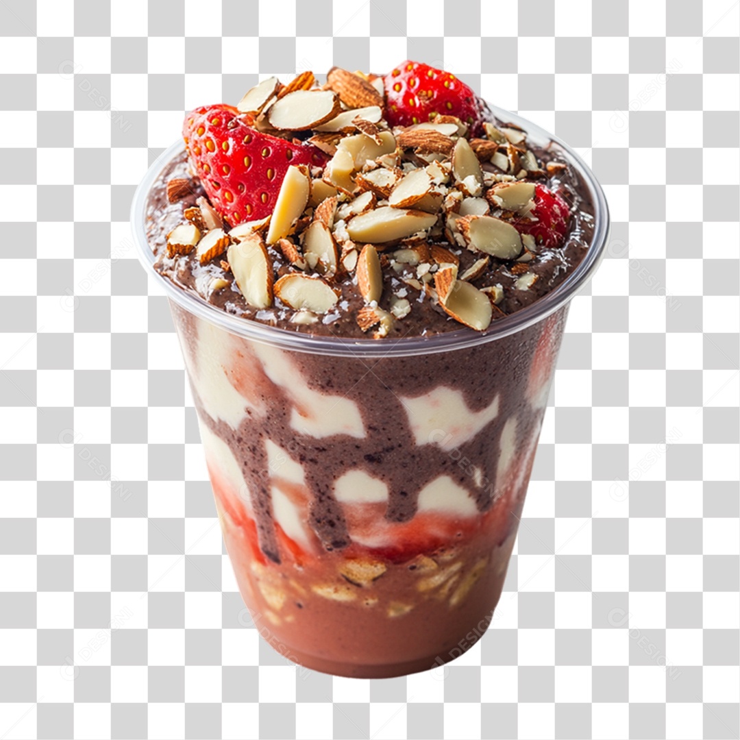 Pote de Açaí com Frutas PNG Transparente