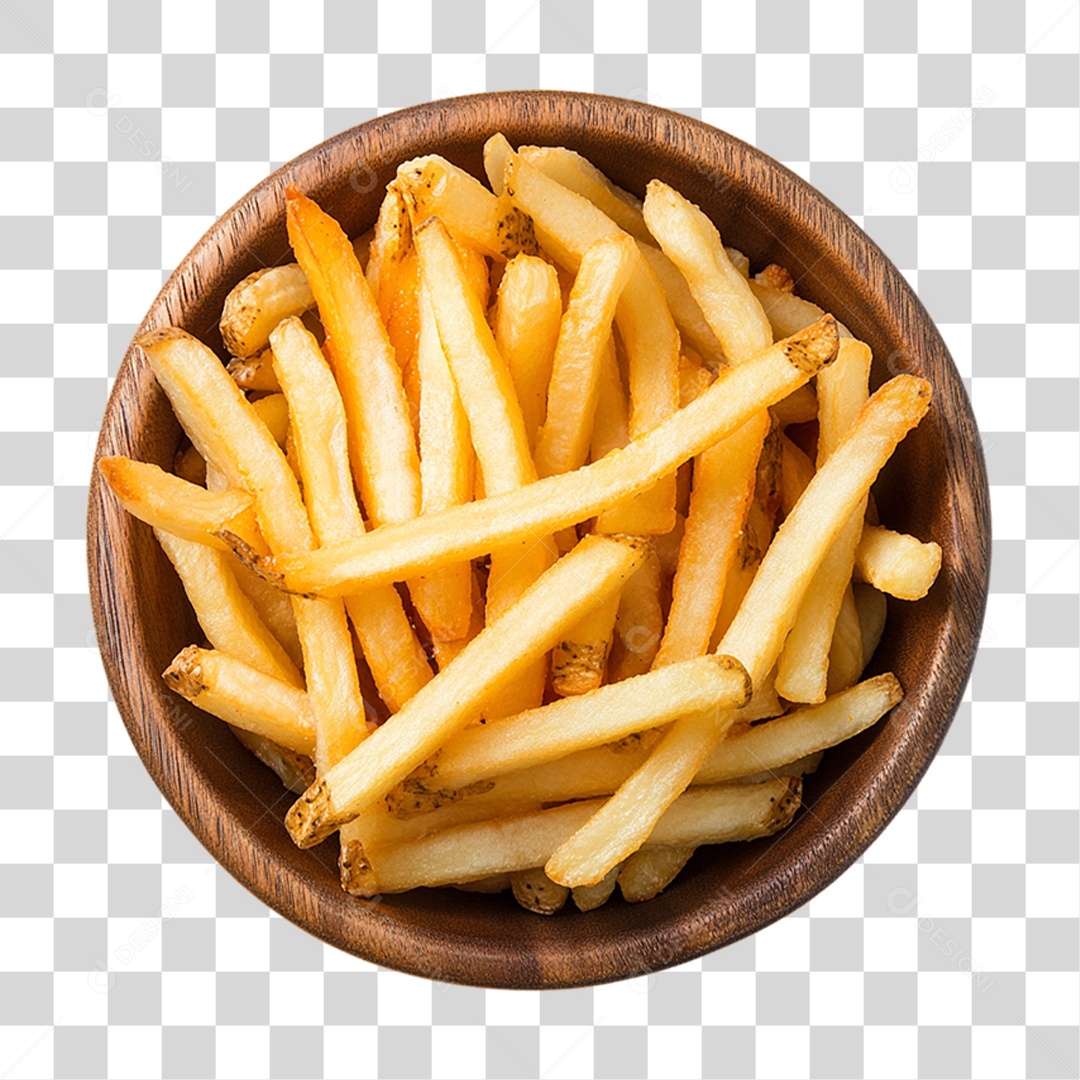 Vasilha com Batatas Fritas PNG Transparente