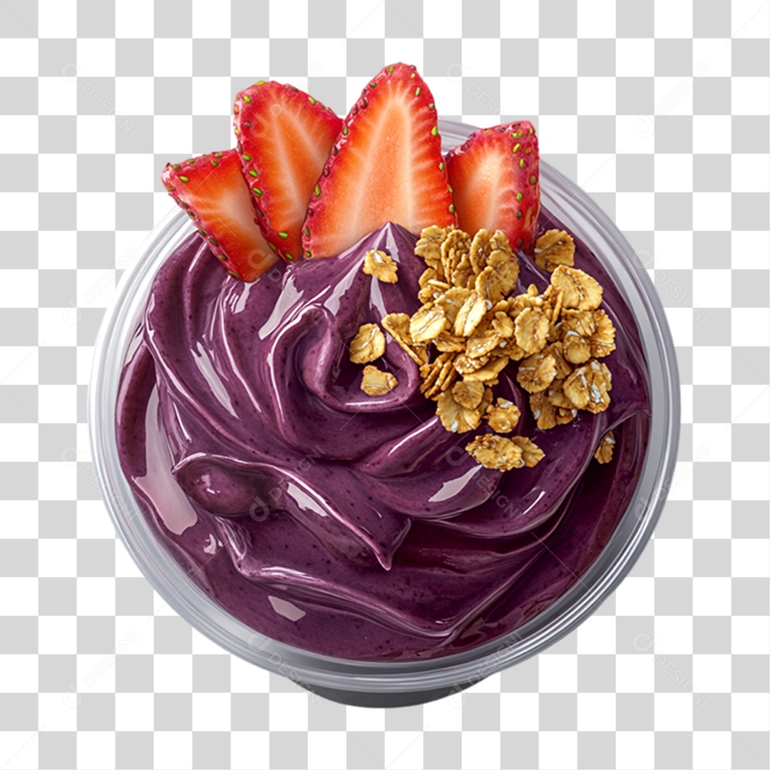 Pote de Açaí com Frutas PNG Transparente
