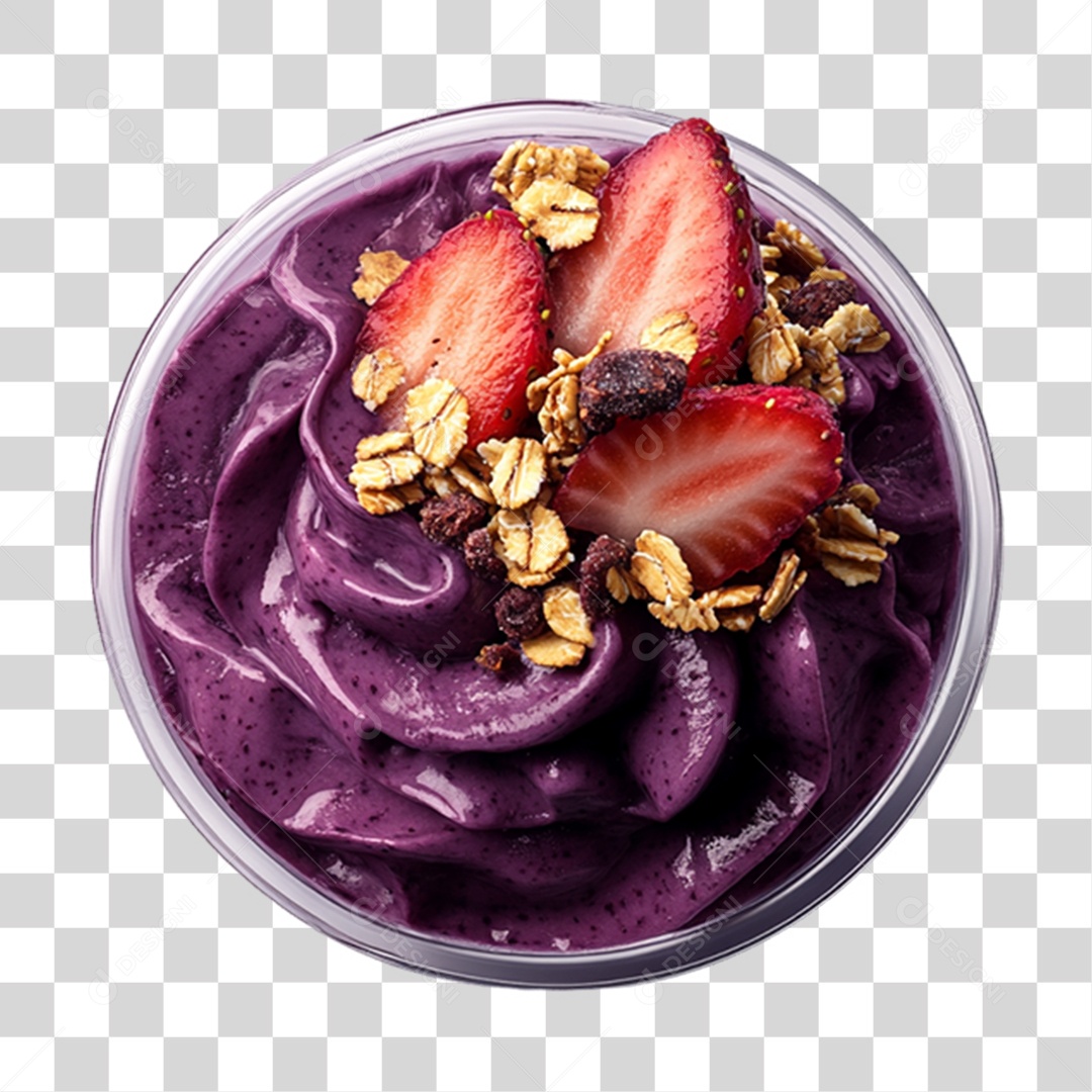 Pote de Açaí com Frutas PNG Transparente