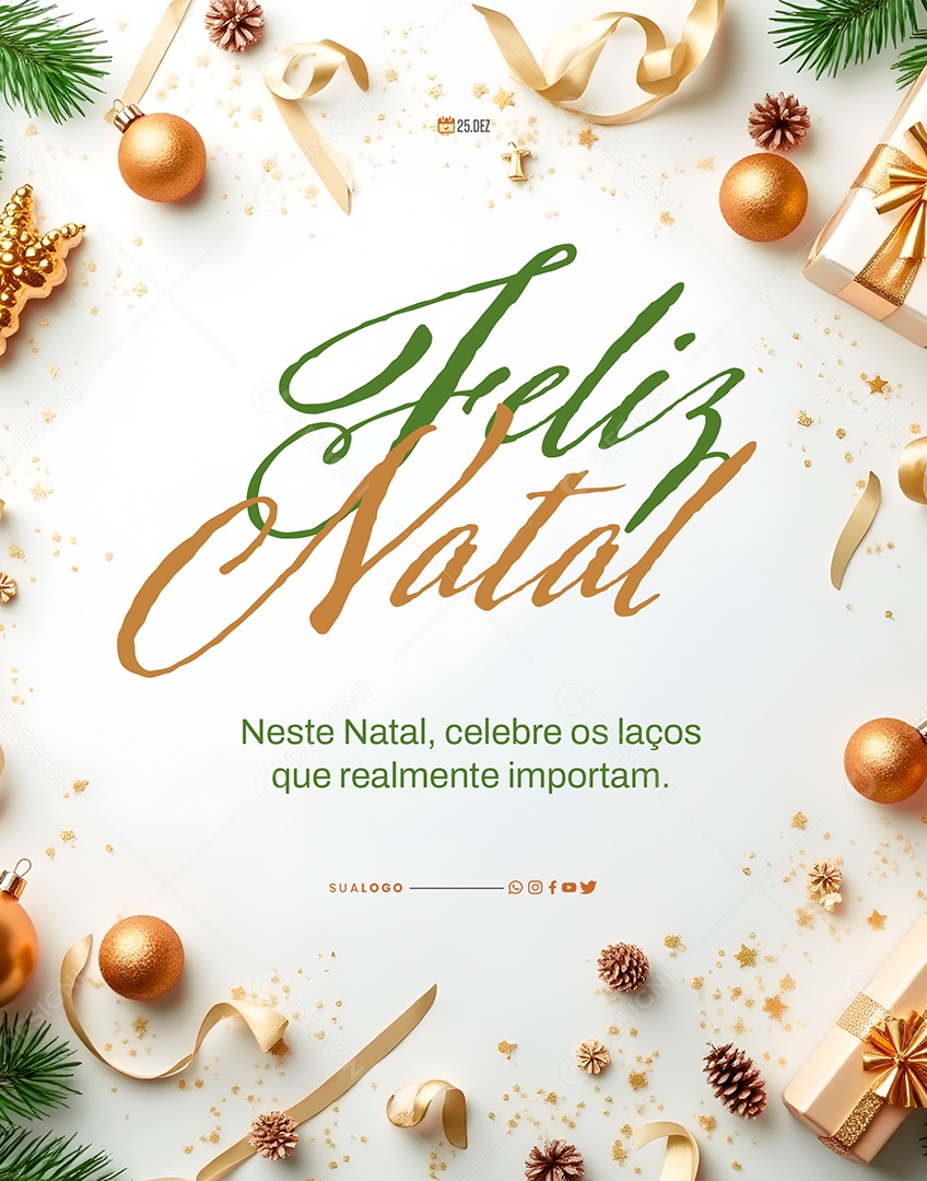 Feliz Natal 25 de Dezembro Celebre os Laços Social Media PSD Editável