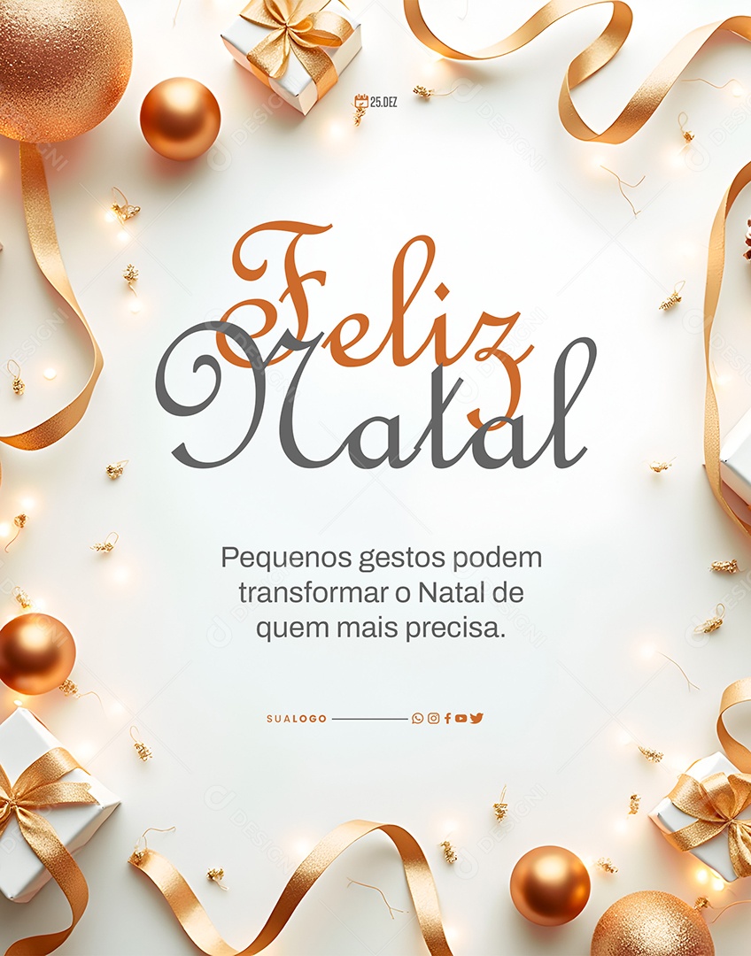 Feliz Natal 25 de Dezembro Pequenos Gestos Transformam Social Media PSD Editável