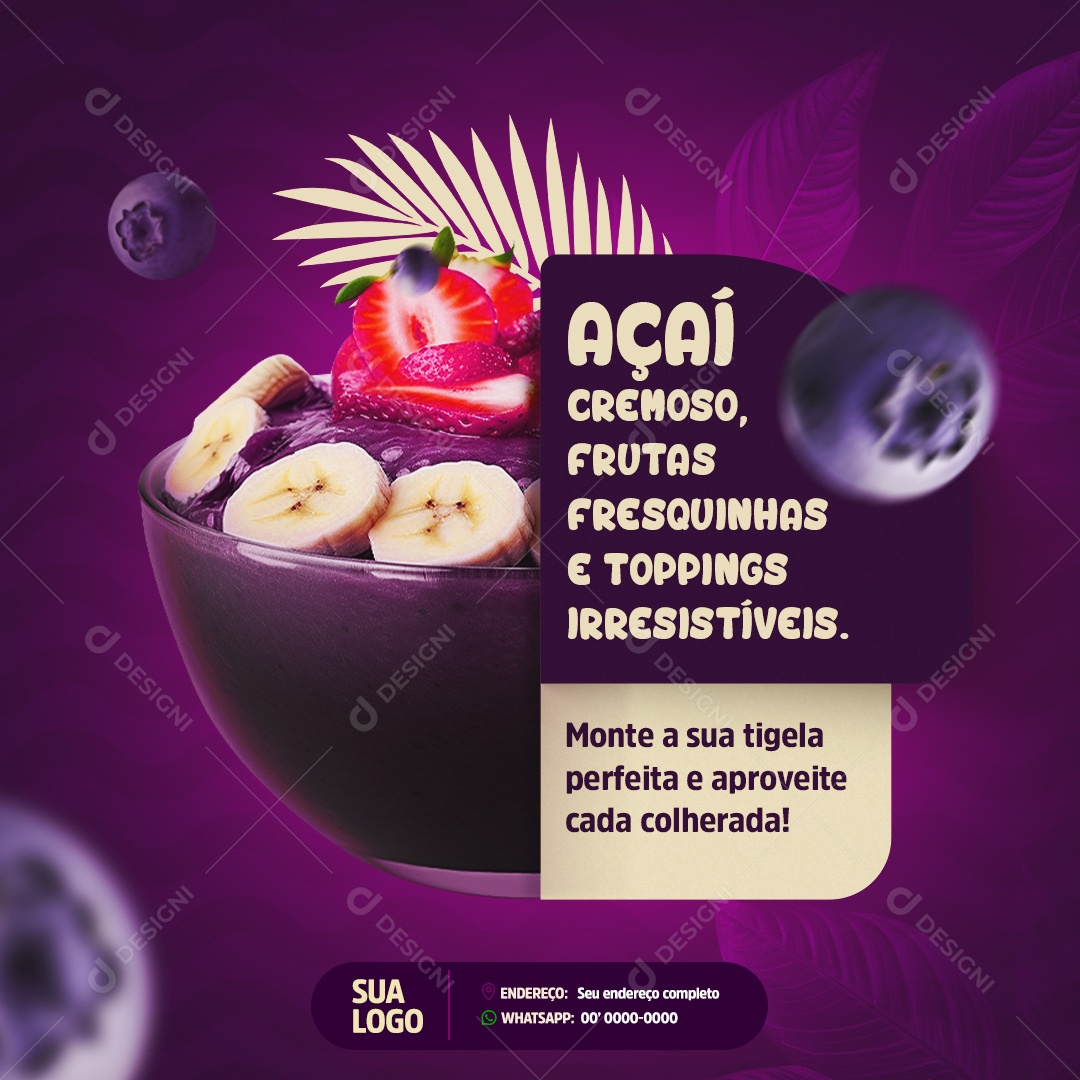 Açaiteria Açaí Cremoso Social Meddia PSD Editável