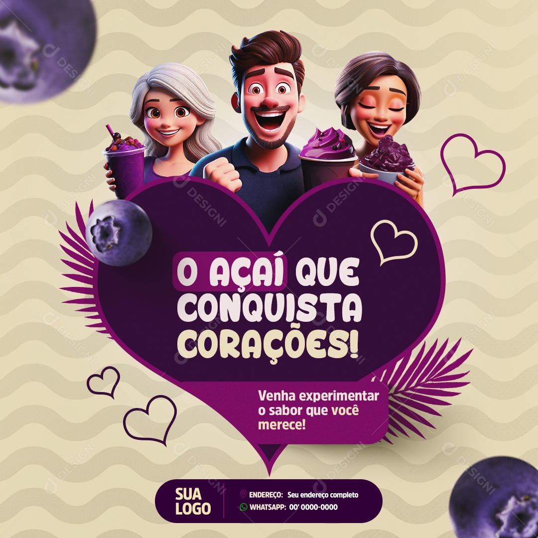 Açaiteria O Açai Que Conquistas Corações Social Meddia PSD Editável