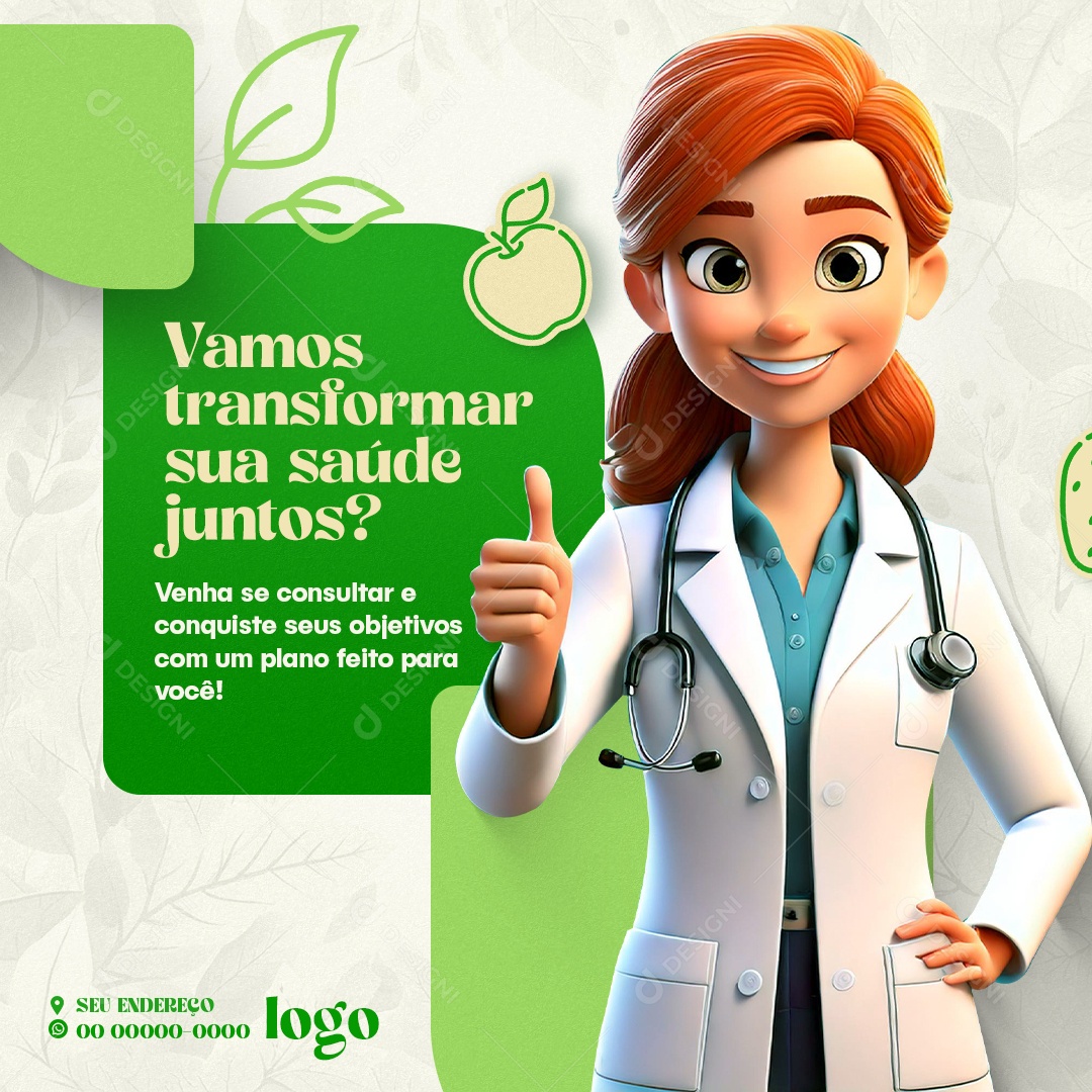 Nutricionista Vamos Transformar Social Media PSD Editável