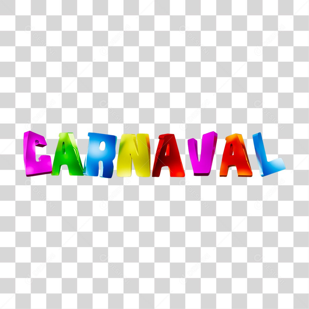 Selo 3D Carnaval Letras Coloridas PNG Transparente