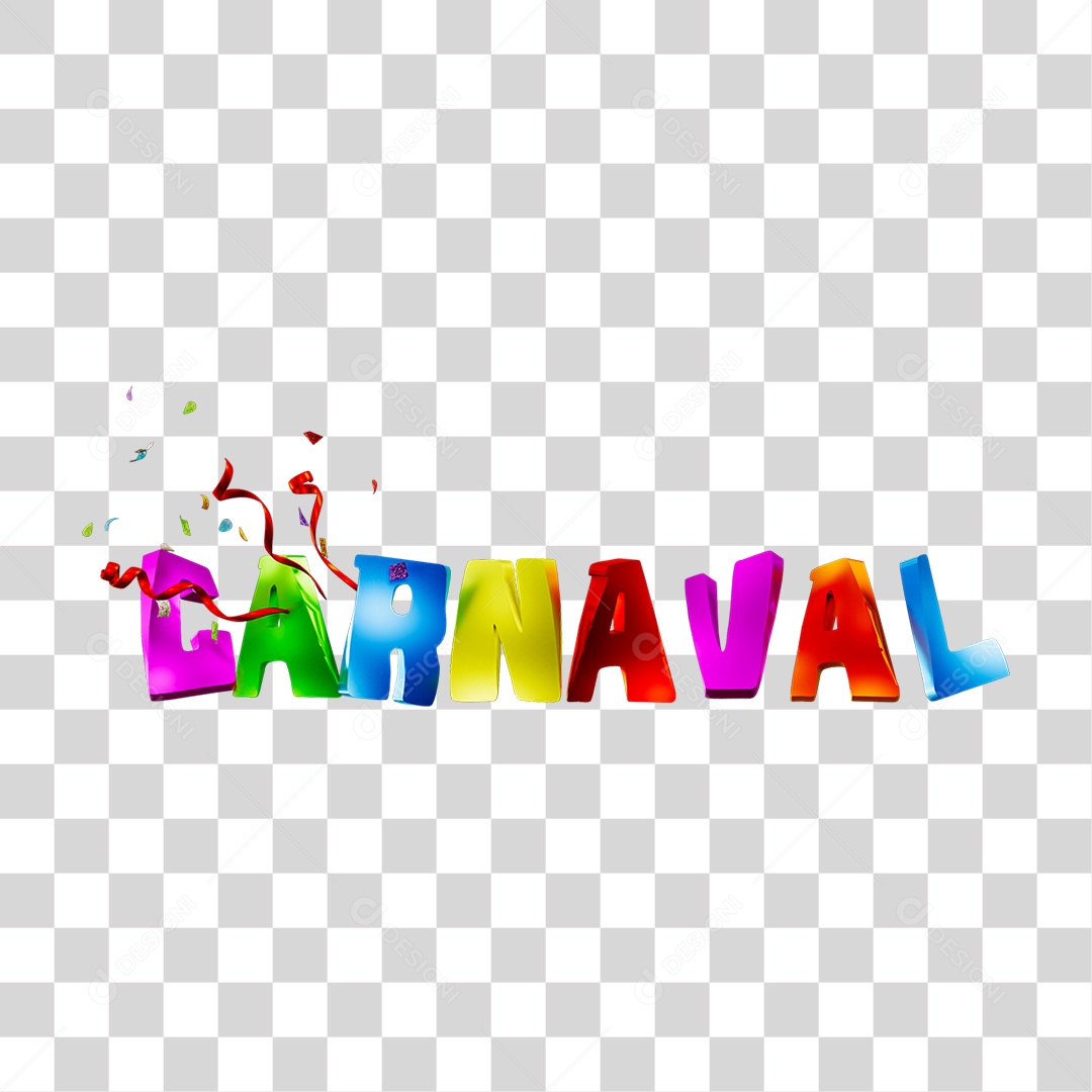 Selo 3D Carnaval Letras Coloridas PNG Transparente