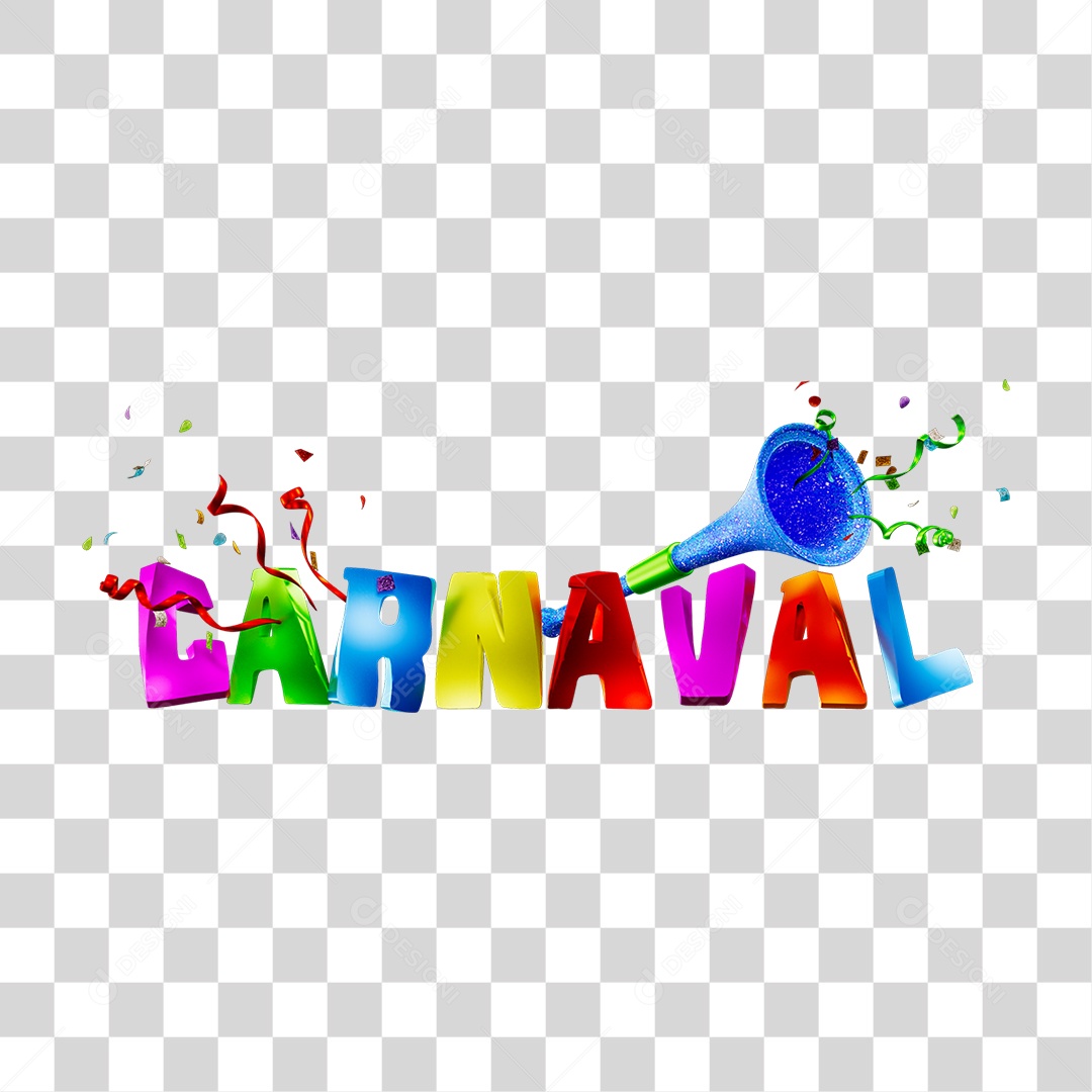 Selo 3D Carnaval Letras Coloridas PNG Transparente