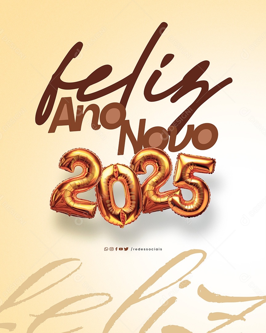 Post Feliz Ano Novo 2025 Social Media PSD Editável