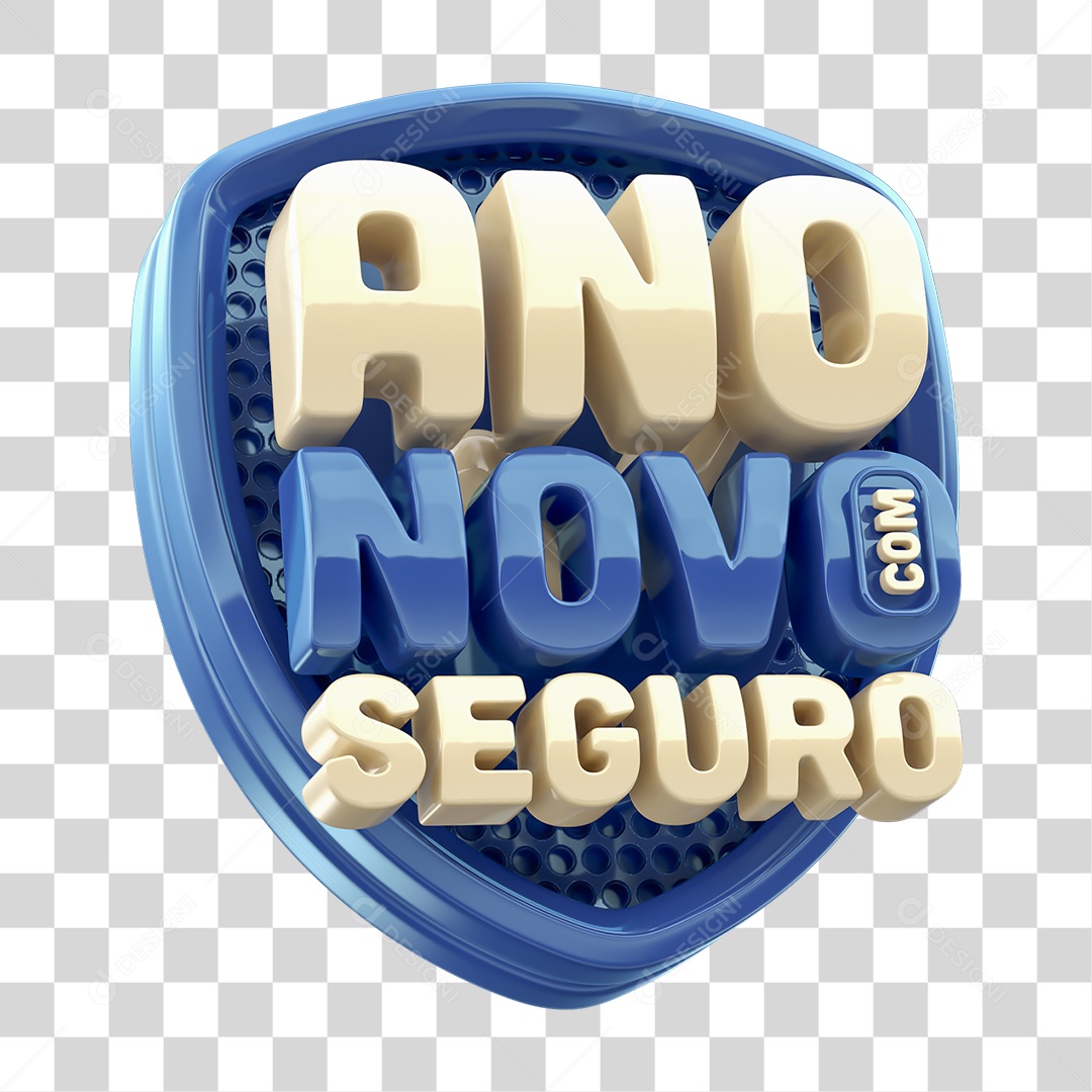 Selo 3D Ano Novo com Seguro PNG Transparente
