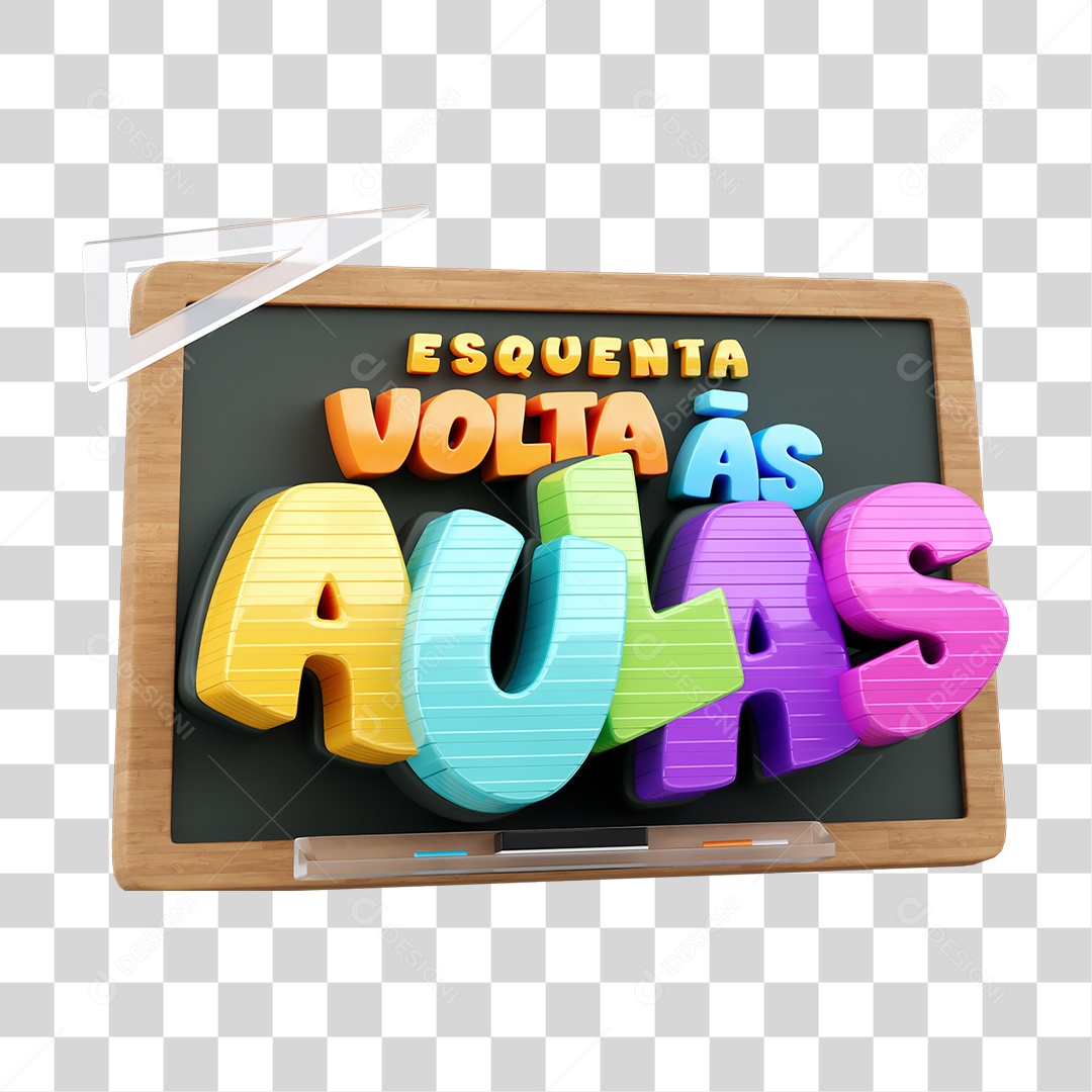 Selo 3D Esquenta Volta ás Aulas PNG Transparente