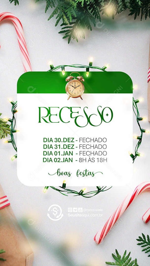 Story Recesso Natal Ano Novo Social Media PSD Editável