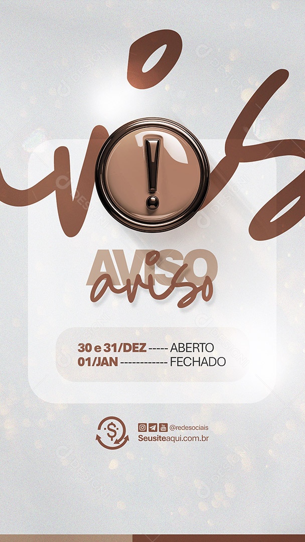 Story Comunicado Aviso Feriado Natal  Ano Novo Social Media PSD Editável