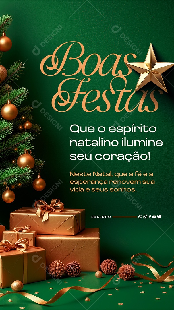 Story Feliz Natal 25 de Dezembro Boas Festas Social Media PSD Editável