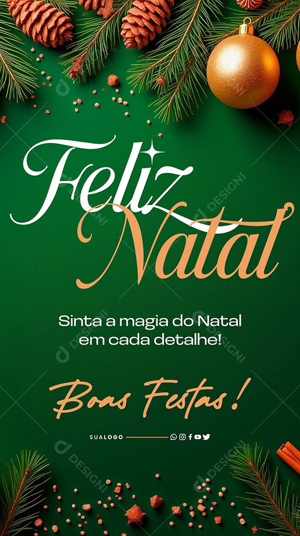 Story Feliz Natal 25 de Dezembro Sinta a Magia Social Media PSD Editável