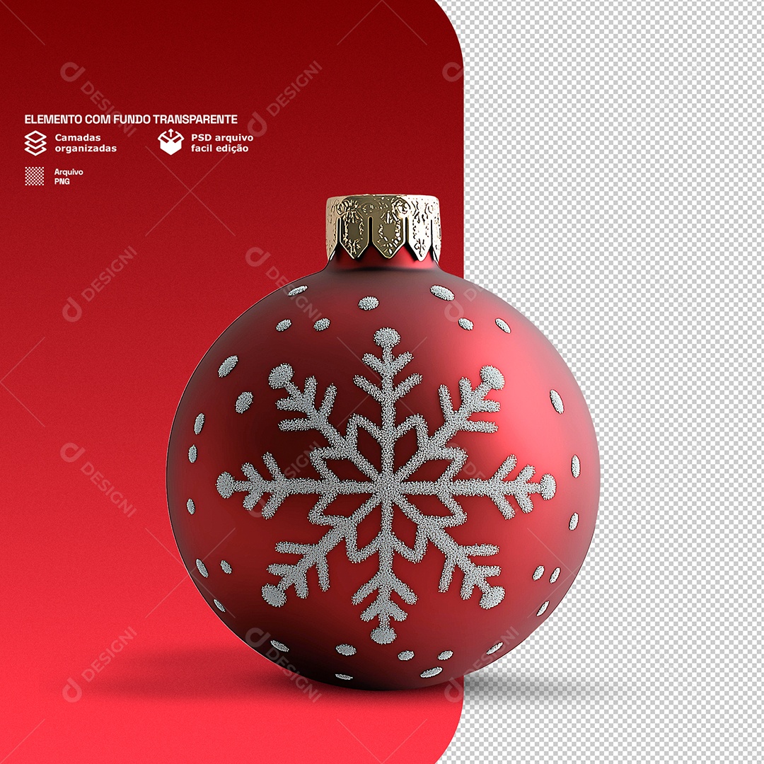 Elemento 3D Bola de Enfeite de Natal Decoração Para Composição PSD