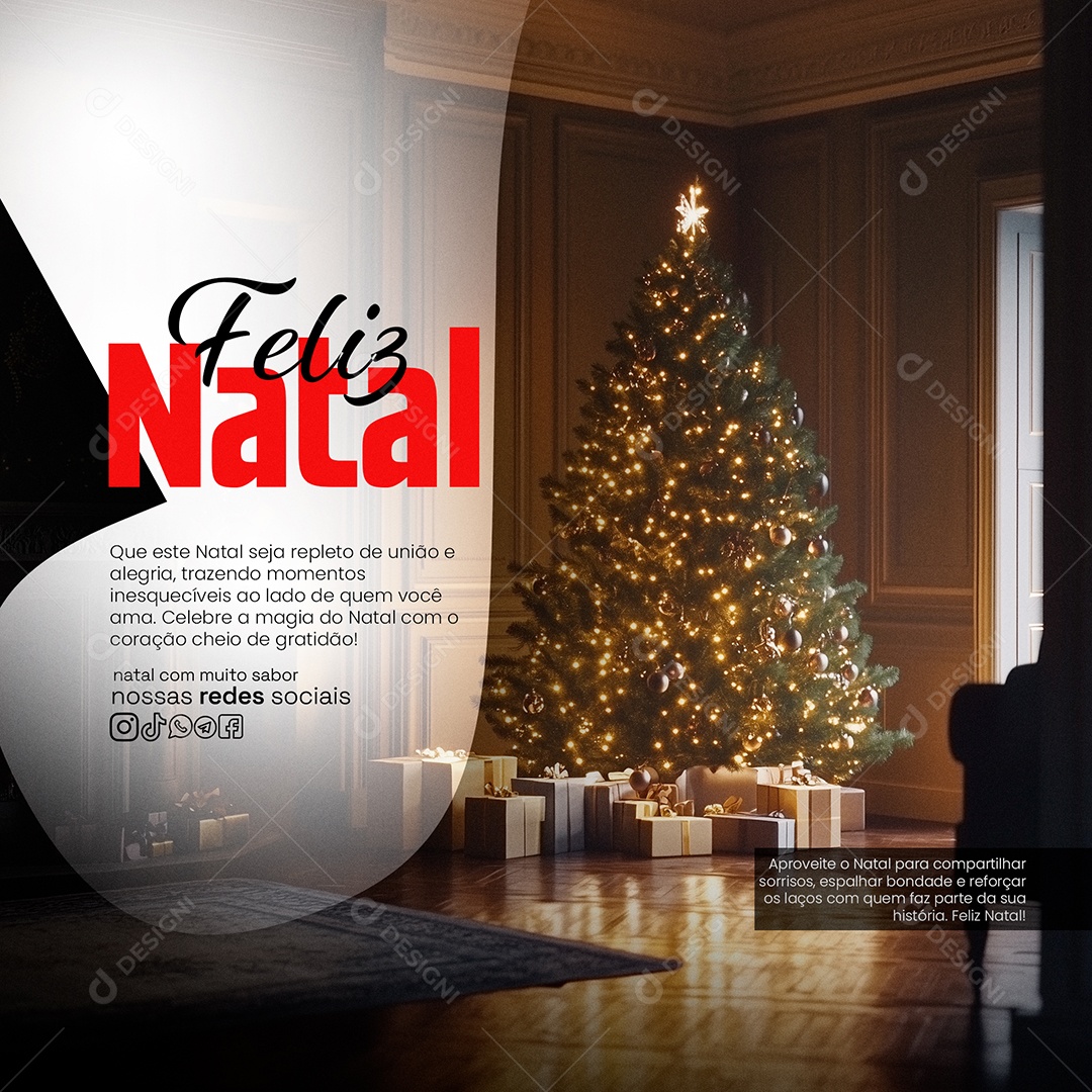 Feliz Natal 25 de Dezembro Social Media PSD Editável