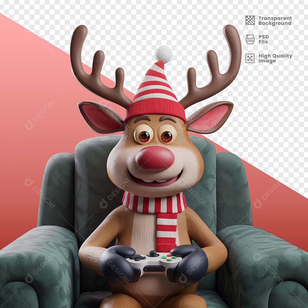 Rena Jogando Video Game Elemento 3D Para Composição PSD