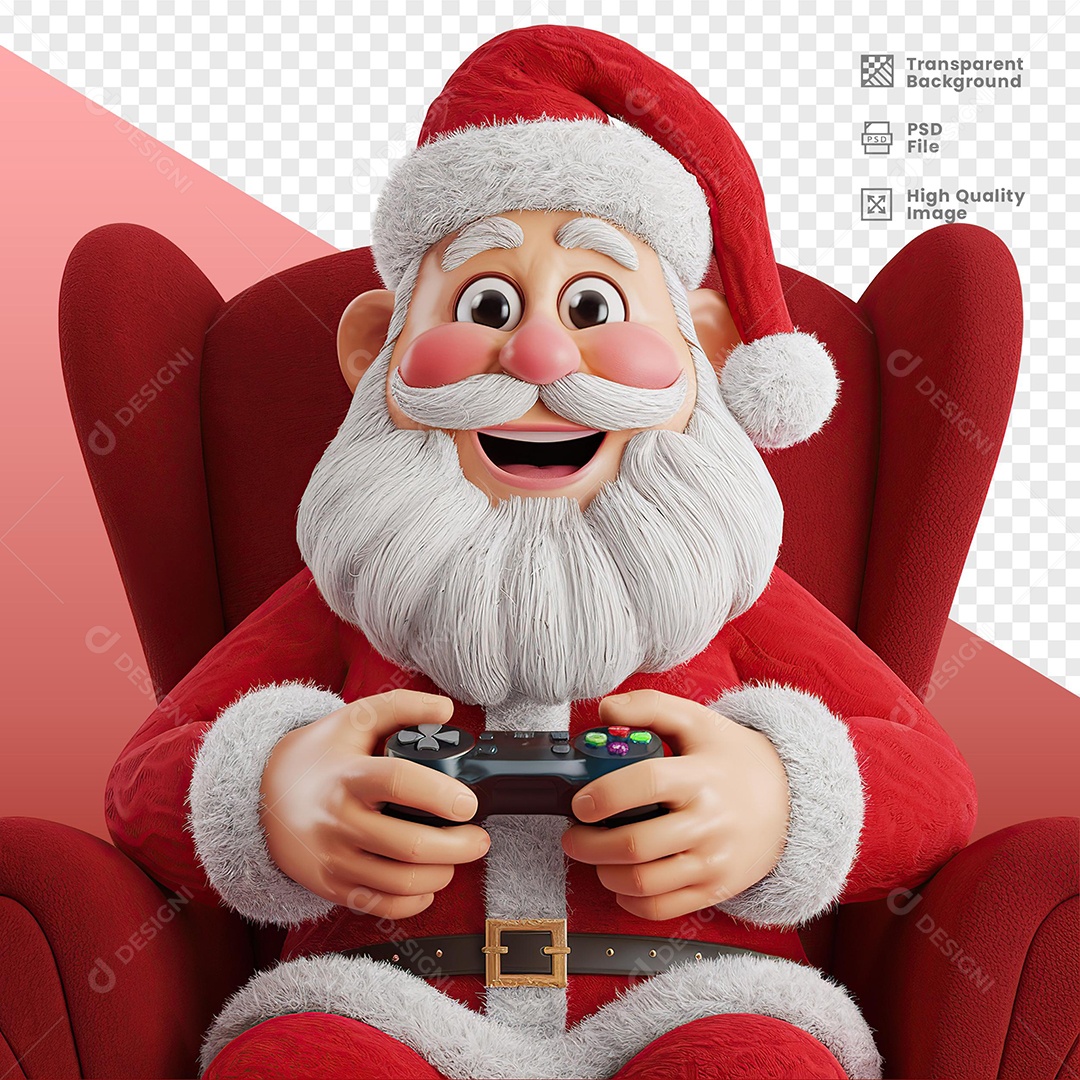 Papai Noel Jogando Video Game Elemento 3D Para Composição PSD