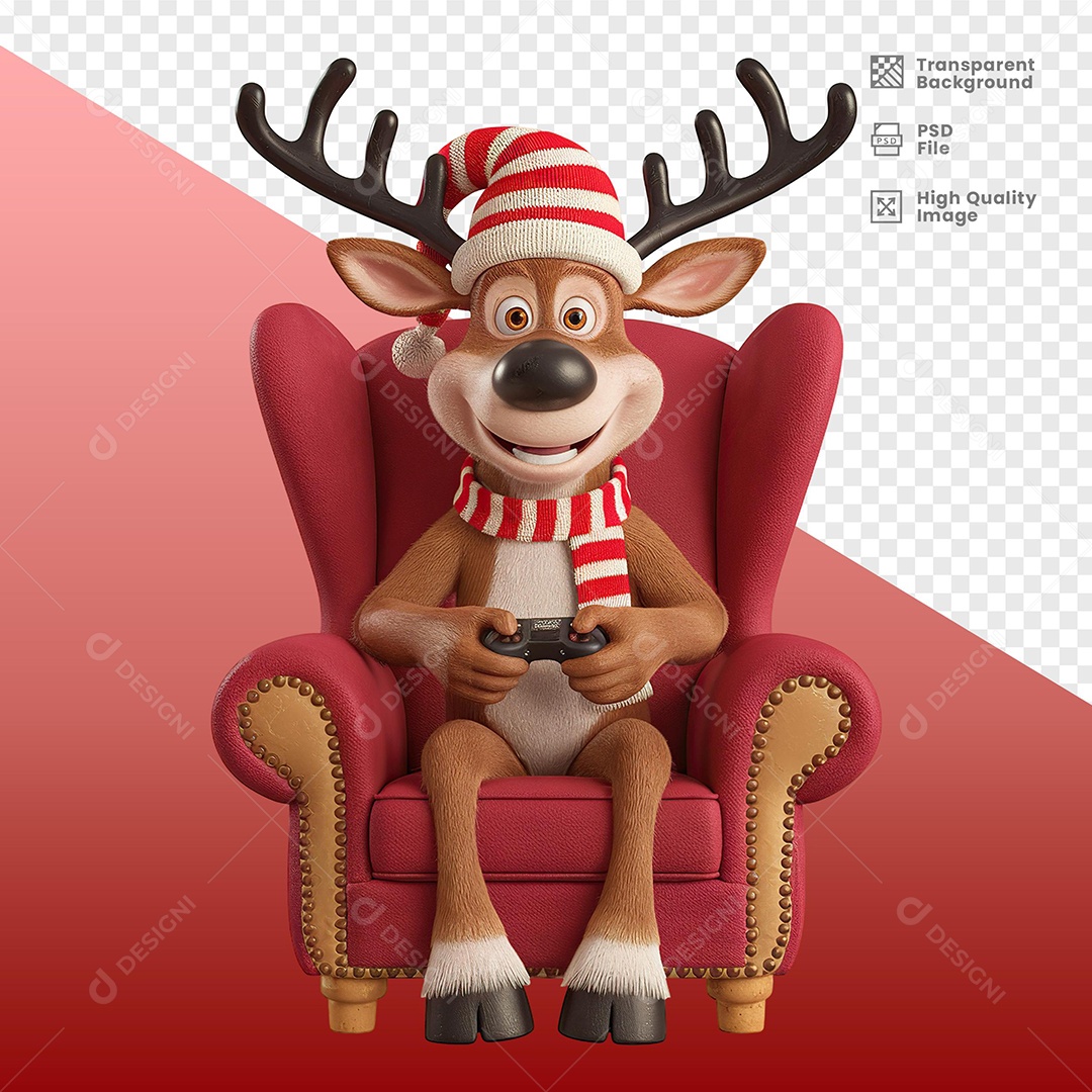 Rena Jogando Video Game Elemento 3D Para Composição PSD