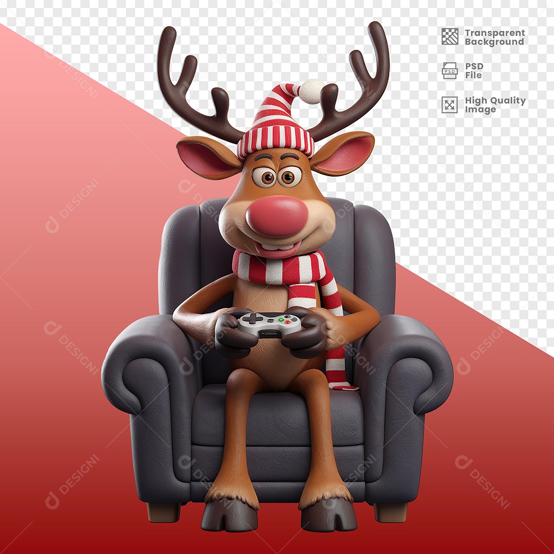 Rena Jogando Video Game Elemento 3D Para Composição PSD