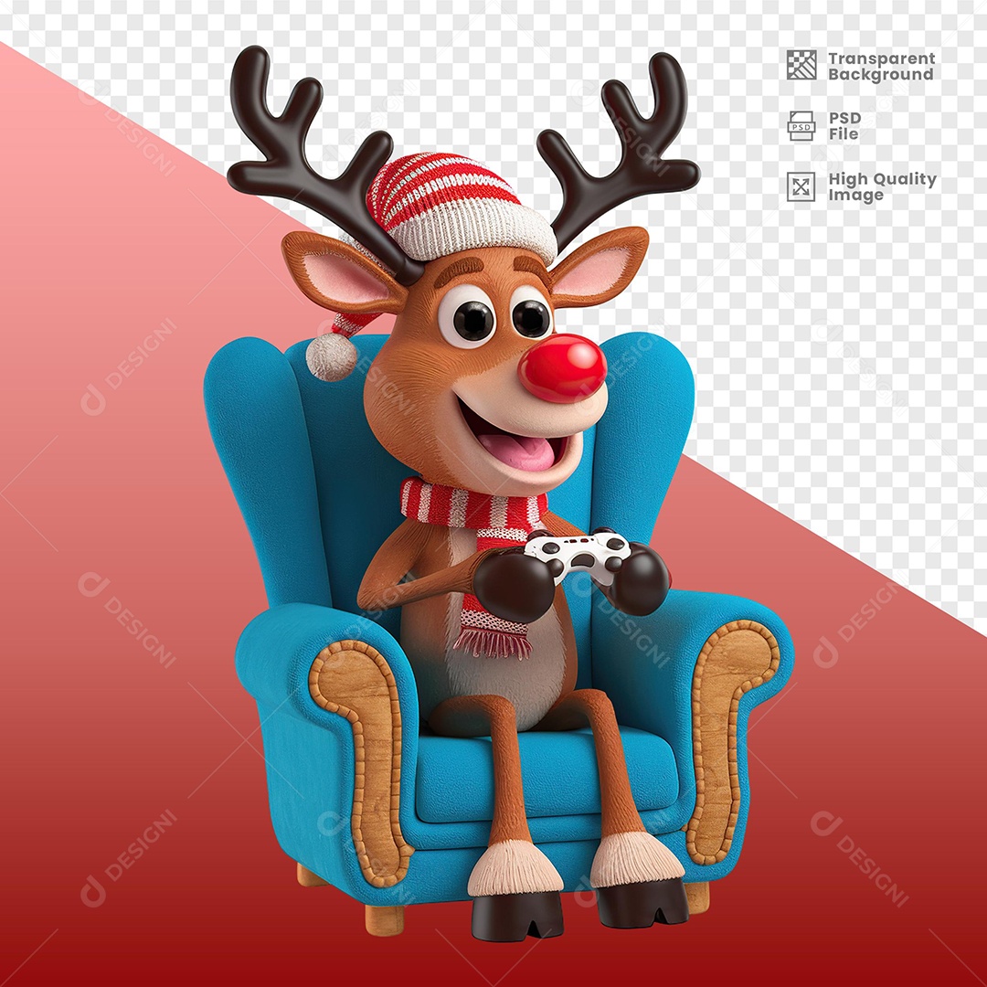 Rena Jogando Video Game Elemento 3D Para Composição PSD