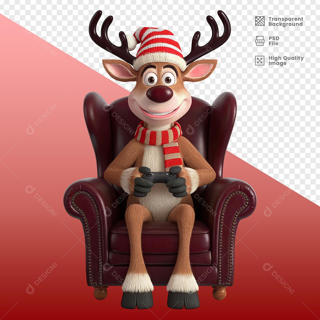 Rena Jogando Video Game Elemento 3D Para Composição PSD