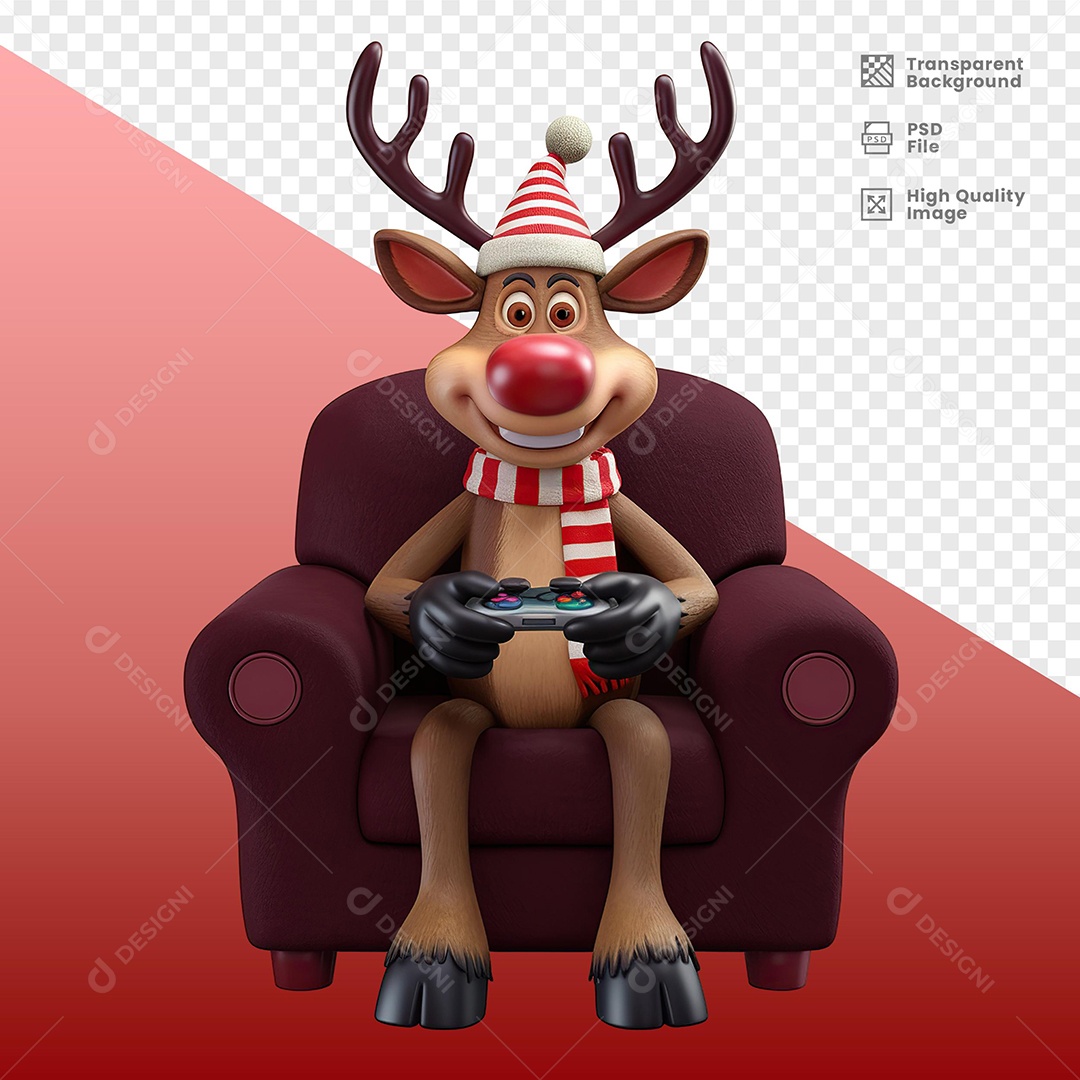 Rena Jogando Video Game Elemento 3D Para Composição PSD