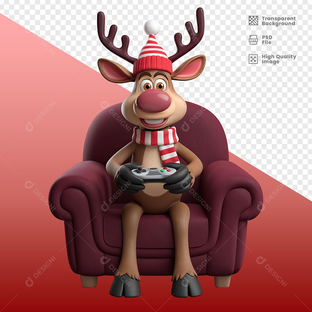 Rena Jogando Video Game Elemento 3D Para Composição PSD