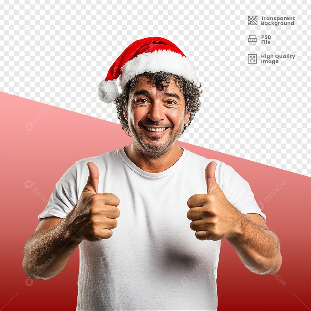 Homem Usando Gorro de Natal Elemento 3D para Composição PSD