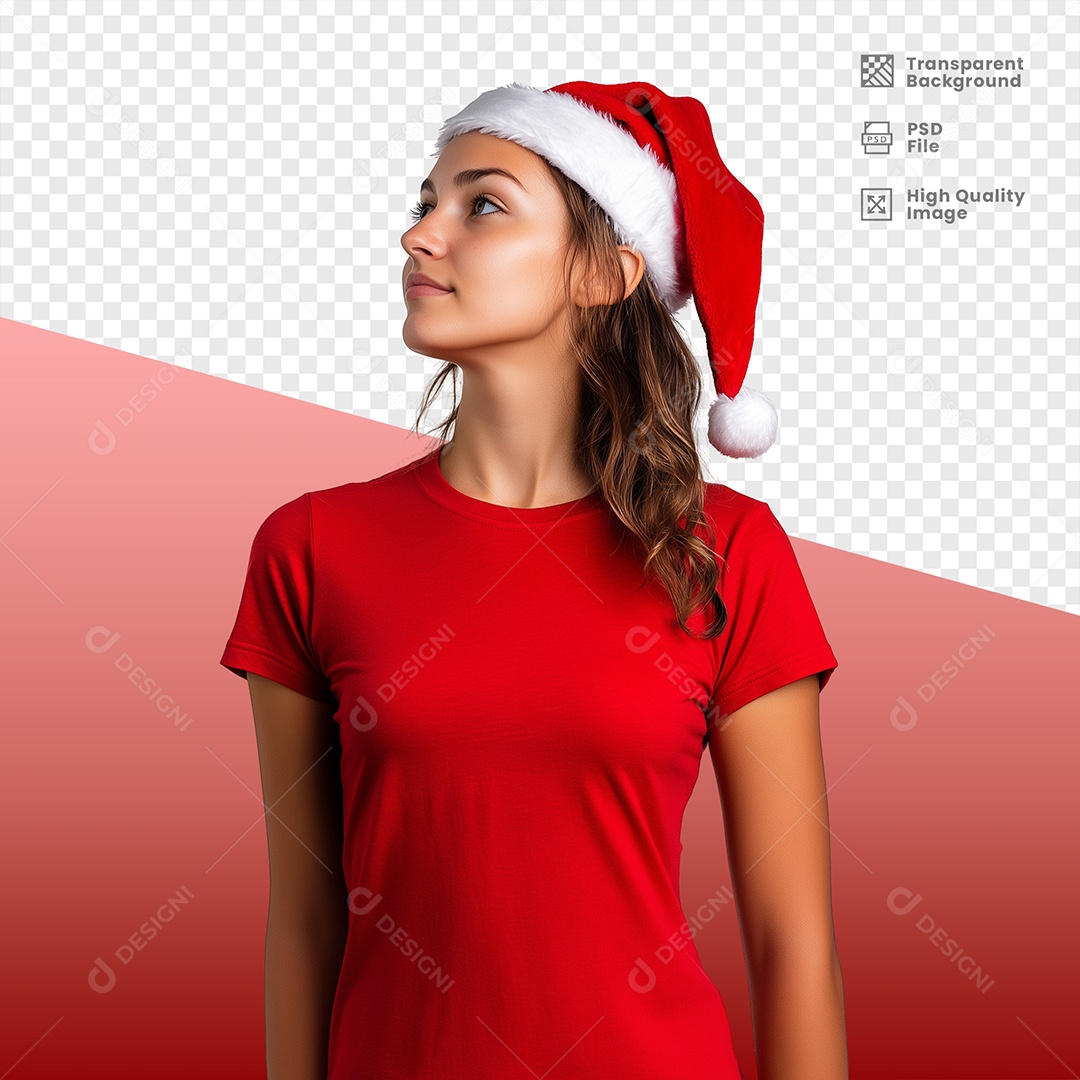 Jovem Feliz Usando Gorro de Natal Elemento 3D para Composição PSD