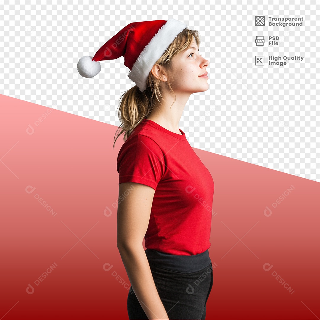 Jovem Feliz Usando Gorro de Natal Elemento 3D para Composição PSD