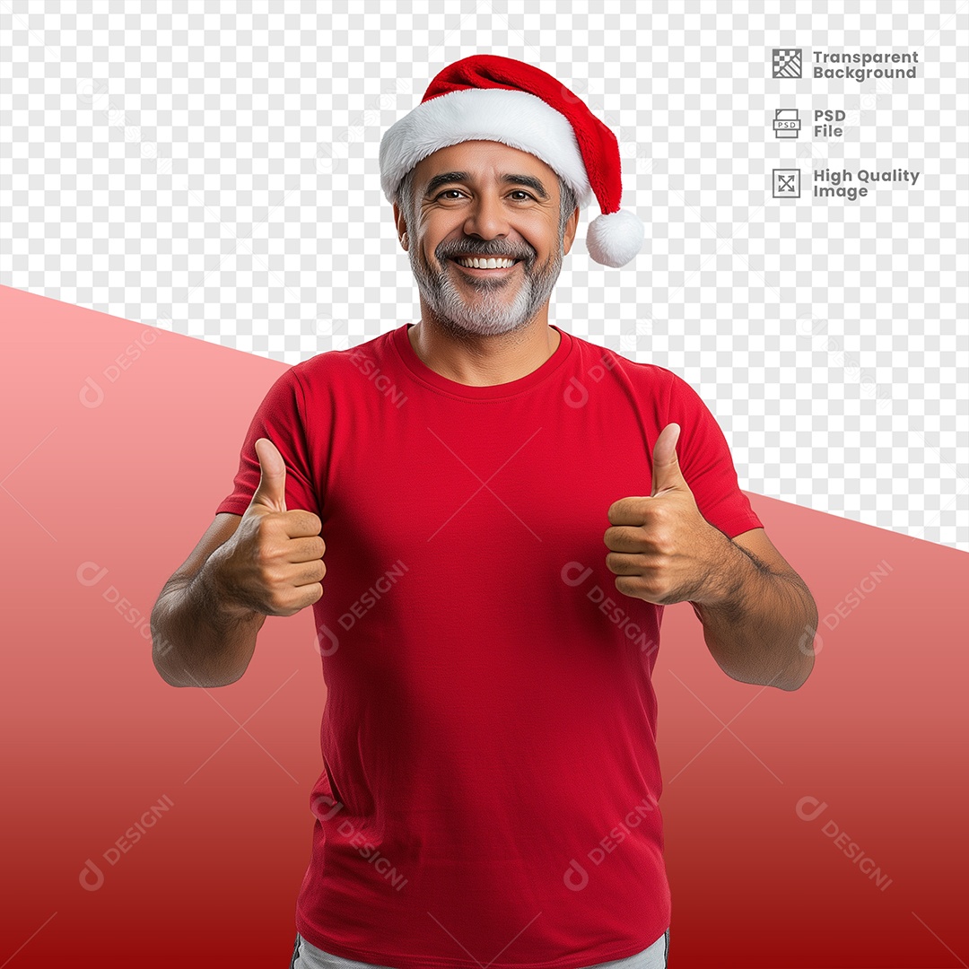 Senhor Feliz Sorridente Usando Gorro de Natal Elemento 3D para Composição PSD