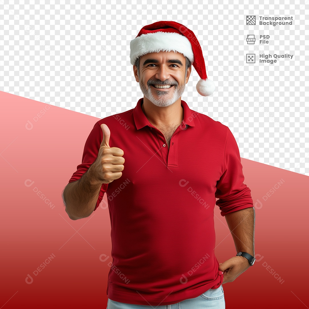 Senhor Feliz Sorridente Usando Gorro de Natal Elemento 3D para Composição PSD
