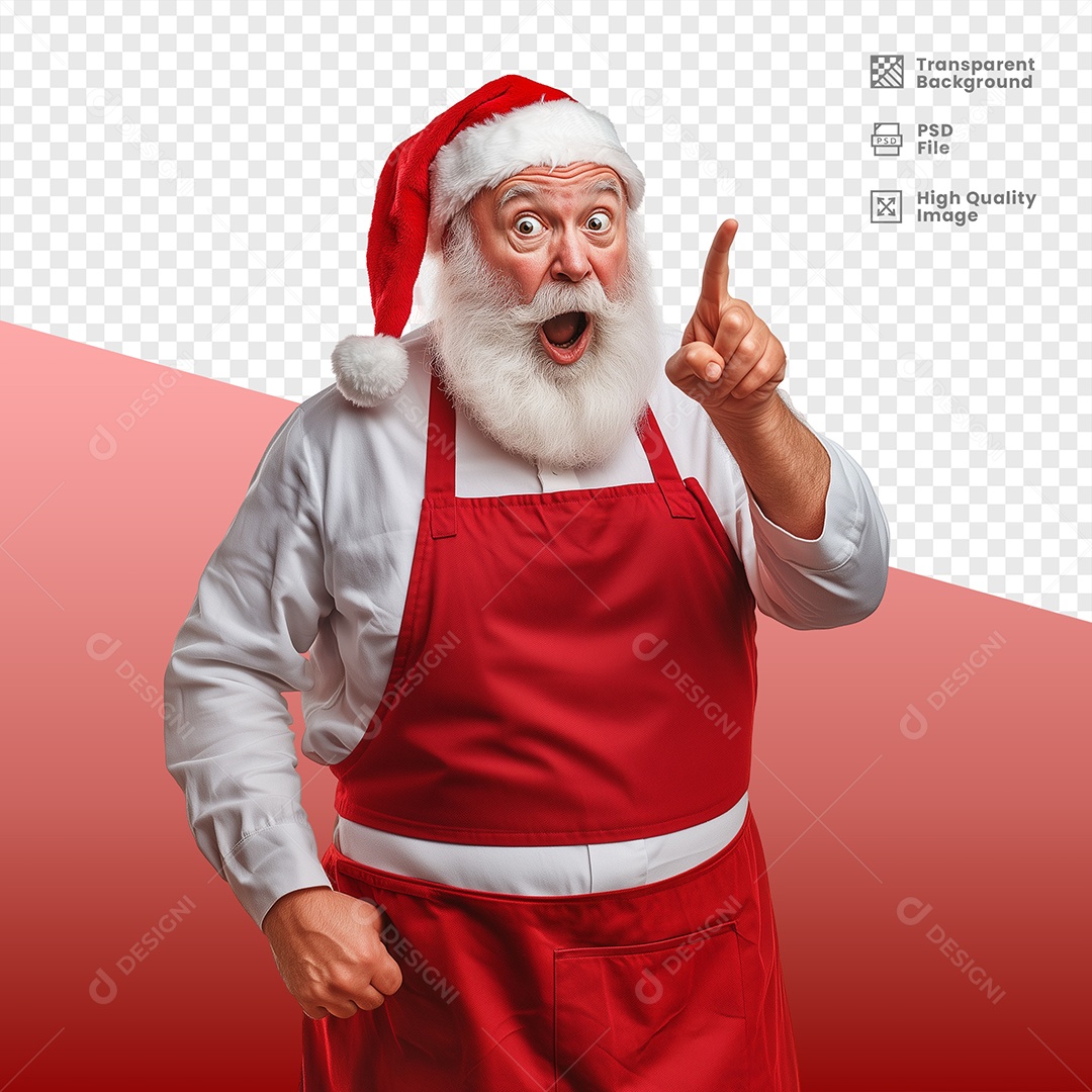 Senhor Com Barba Branca Feliz Usando Gorro de Natal Elemento 3D para Composição PSD