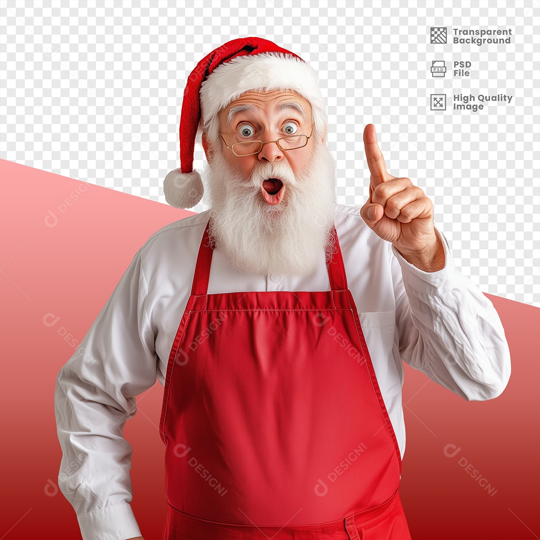 Senhor Com Barba Branca Feliz Usando Gorro de Natal Elemento 3D para Composição PSD