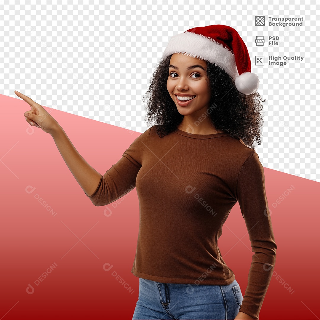 Jovem Feliz Usando Gorro de Natal Elemento 3D para Composição PSD