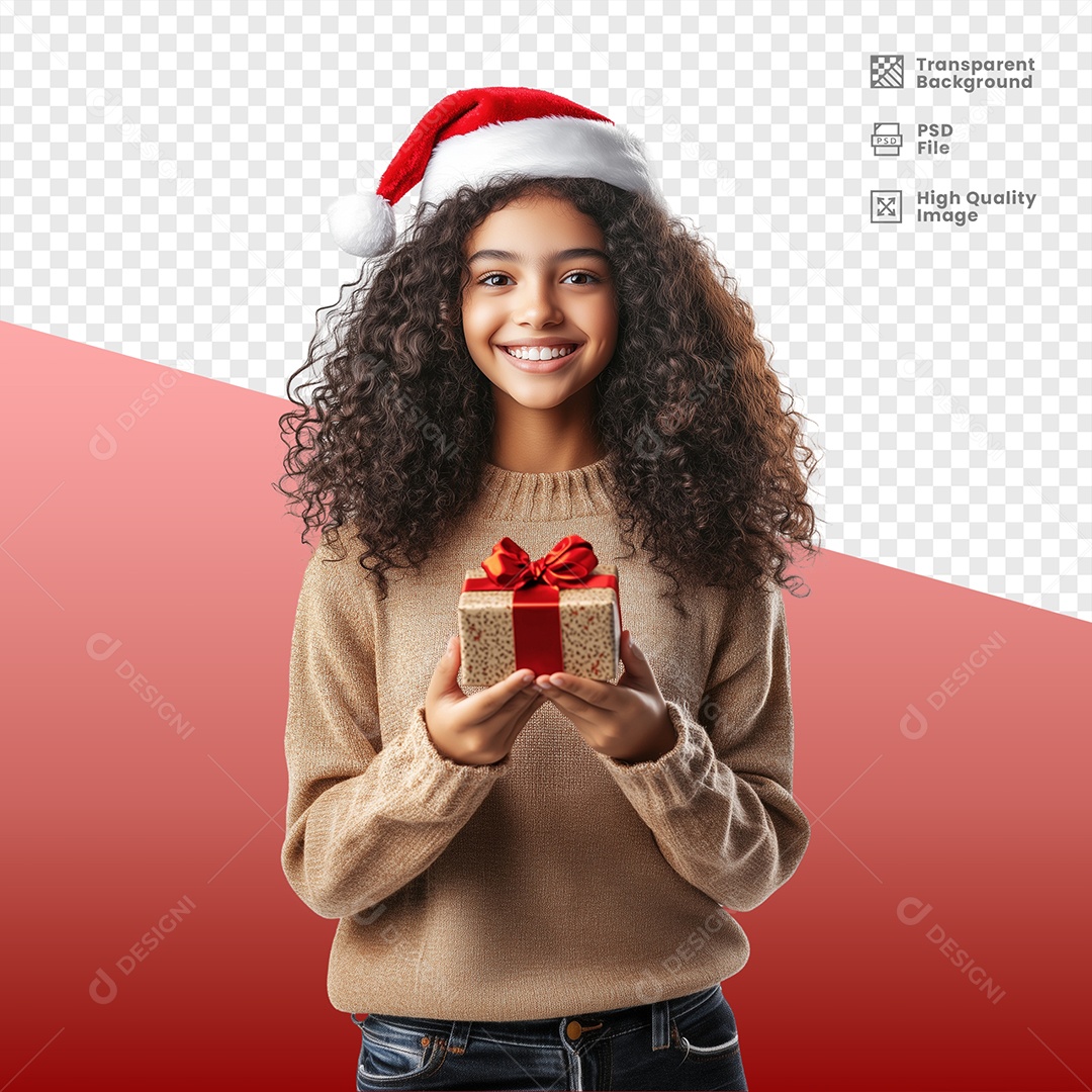 Jovem Sorridente Segurando Presente Elemento 3D para Composição PSD