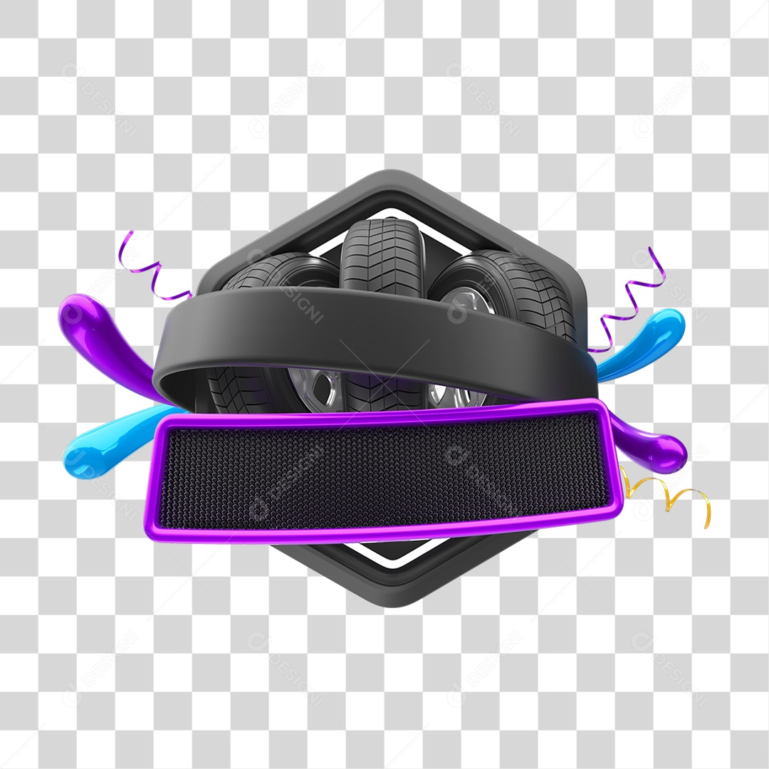 Elemento 3D Placa de Metal Avisos PNG Transparete