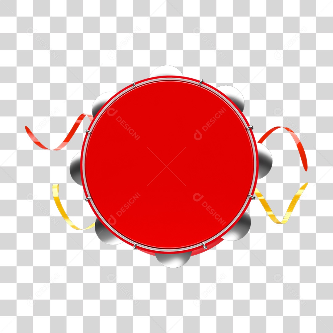 Elemento 3D Pandeiro PNG Transparente