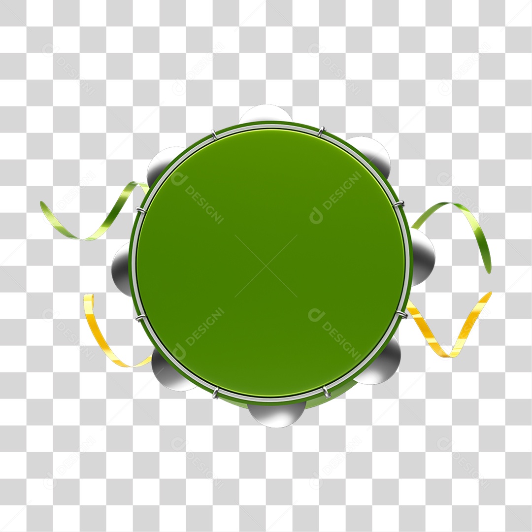 Elemento 3D Pandeiro PNG Transparente
