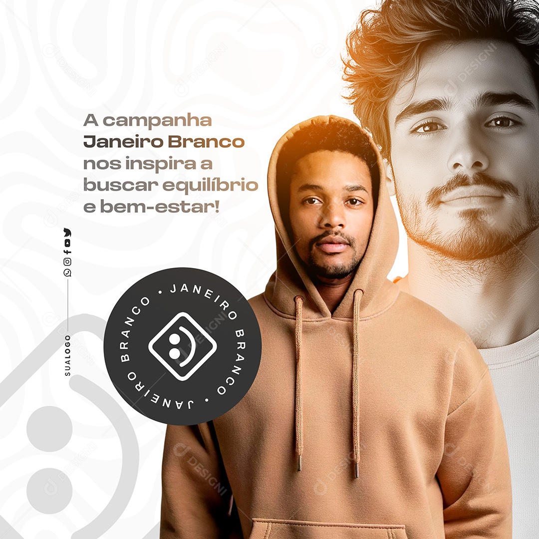 Janeiro Branco Equilíbrio e Bem Estar Social Media PSD Editável