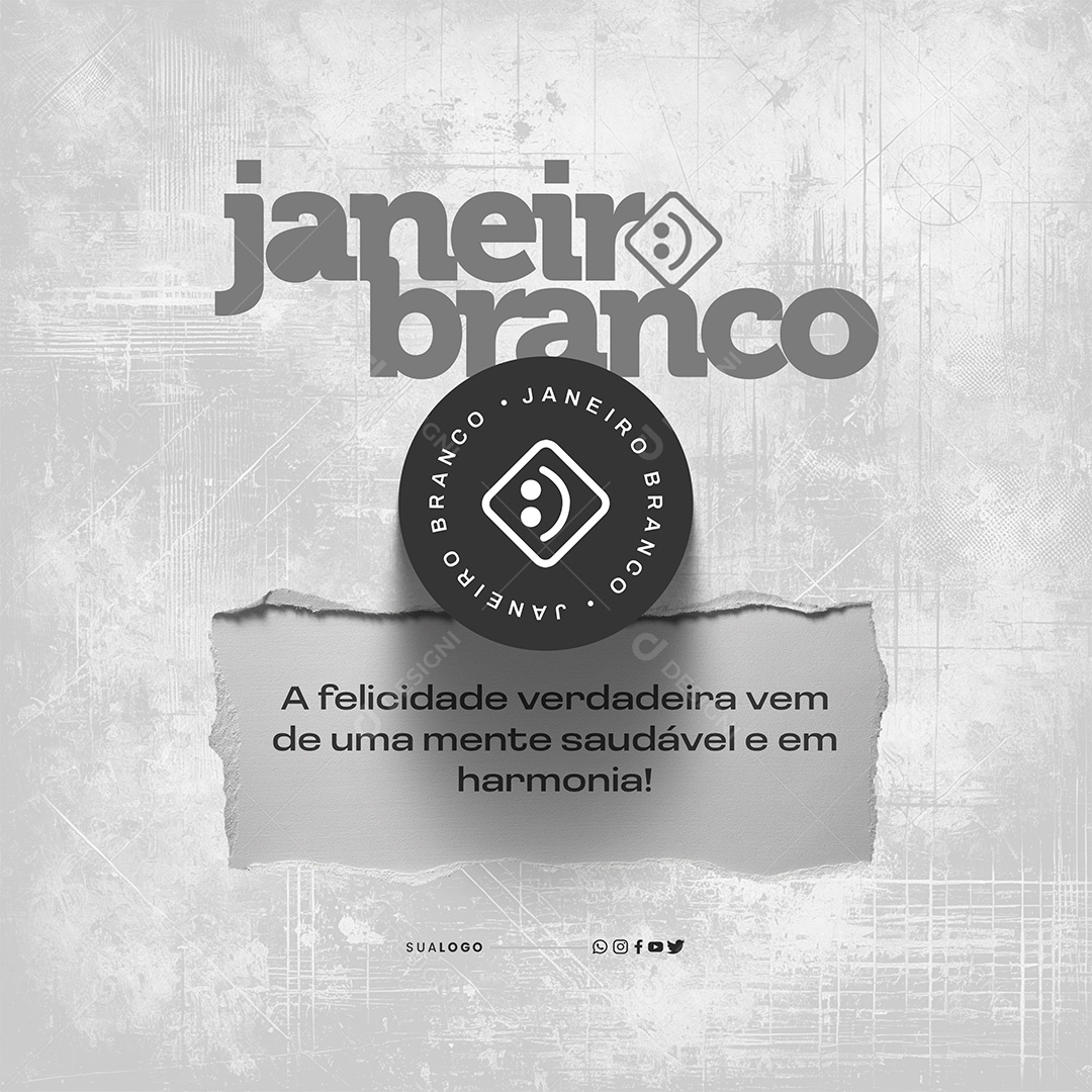 Janeiro Branco Mente Saudável Social Media PSD Editável