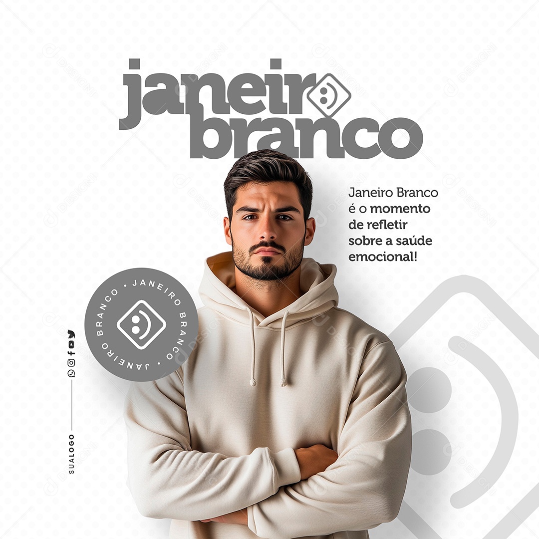 Post January White Reflection Moment About Health Emotional Social Media PSD Editable