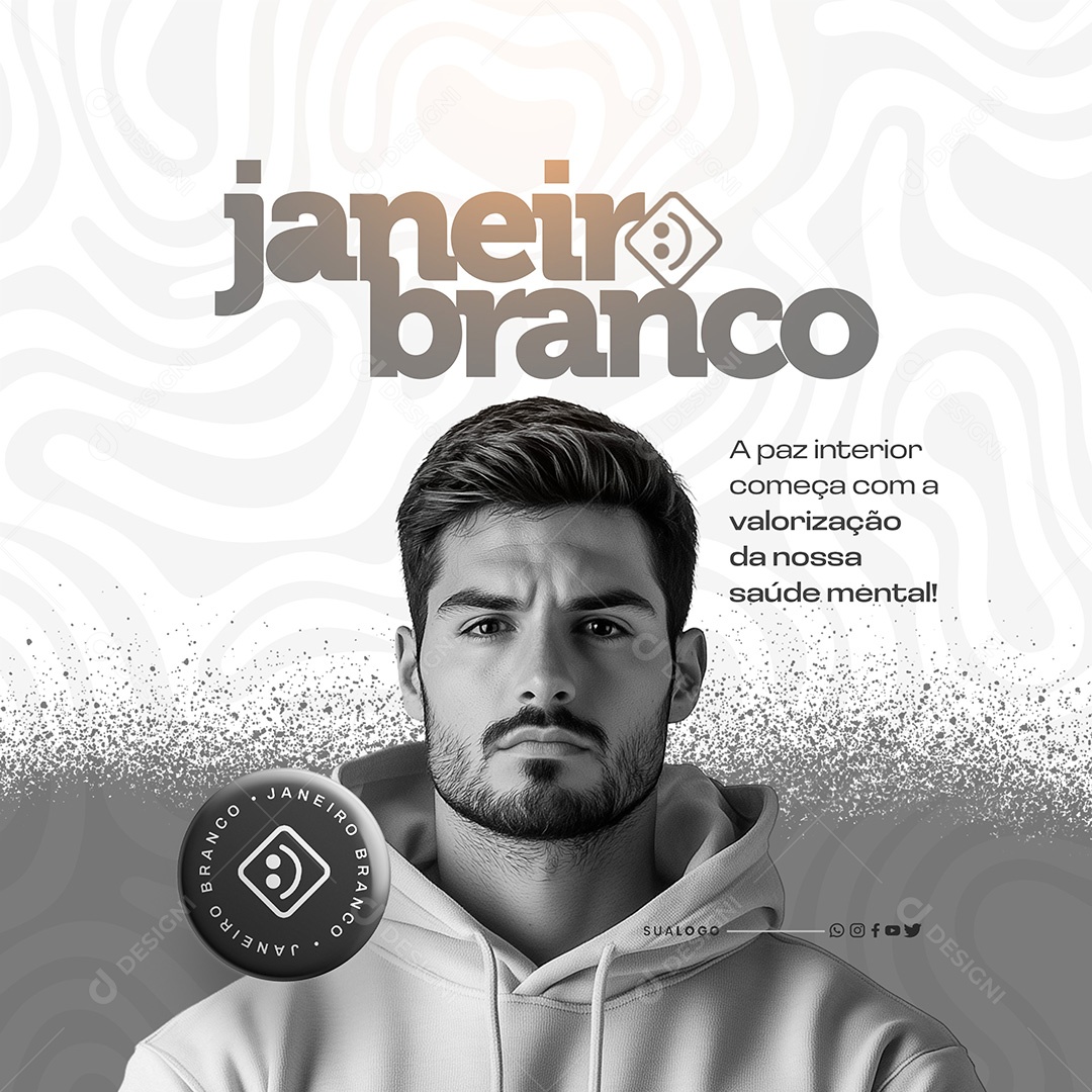 Post Janeiro Branco A Paz Interior Social Media PSD Editável